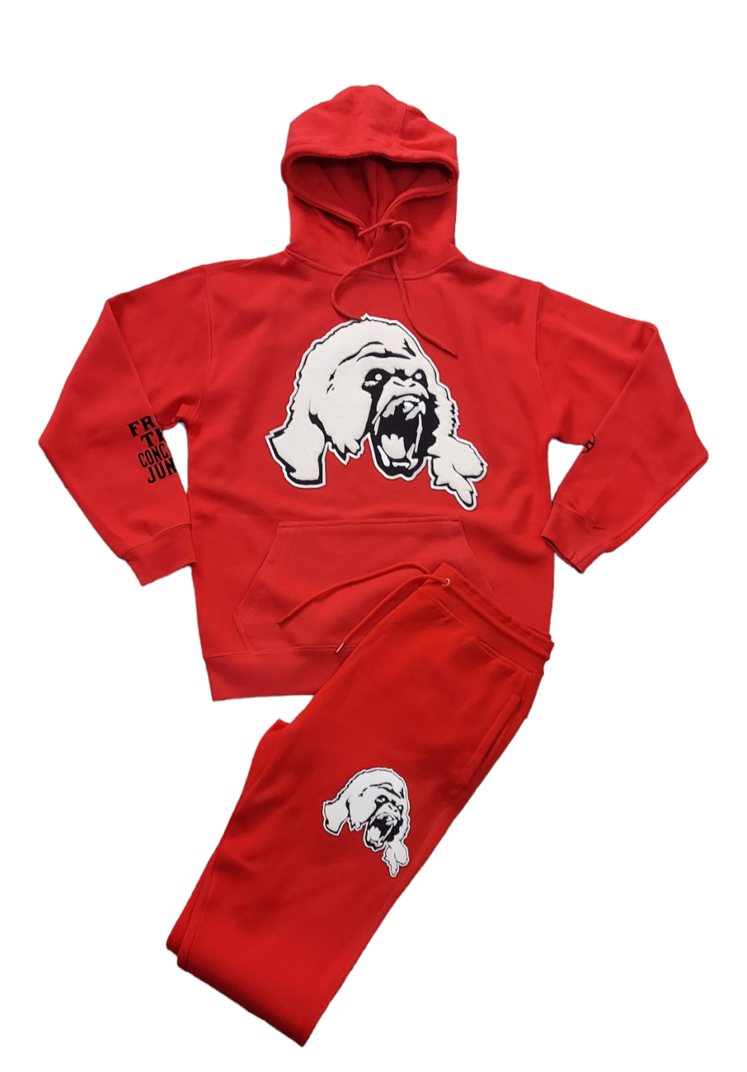 Premium XXL Untamed Gorilla hoodie jogger set red - Alwayz Hot 