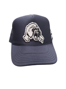 Premium 3D puff embroidery signature Untamed Gorilla foam front trucker hat navy blue - Alwayz Hot 