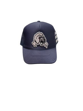 Premium 3D puff embroidery signature Untamed Gorilla foam front trucker hat navy blue - Alwayz Hot 