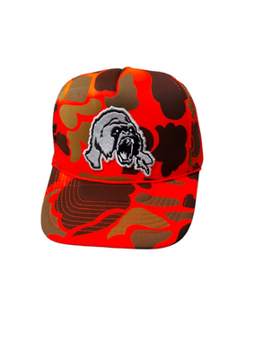 Premuim 3D puff embroidery signature Untamed Gorilla foam front camo trucker hat orange - Alwayz Hot 